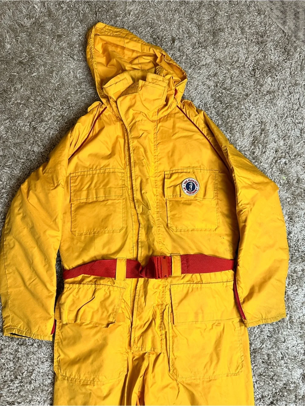 Vintage Mustang Buoyant Marine Wear SH415 Survival Suit Yellow Mens M